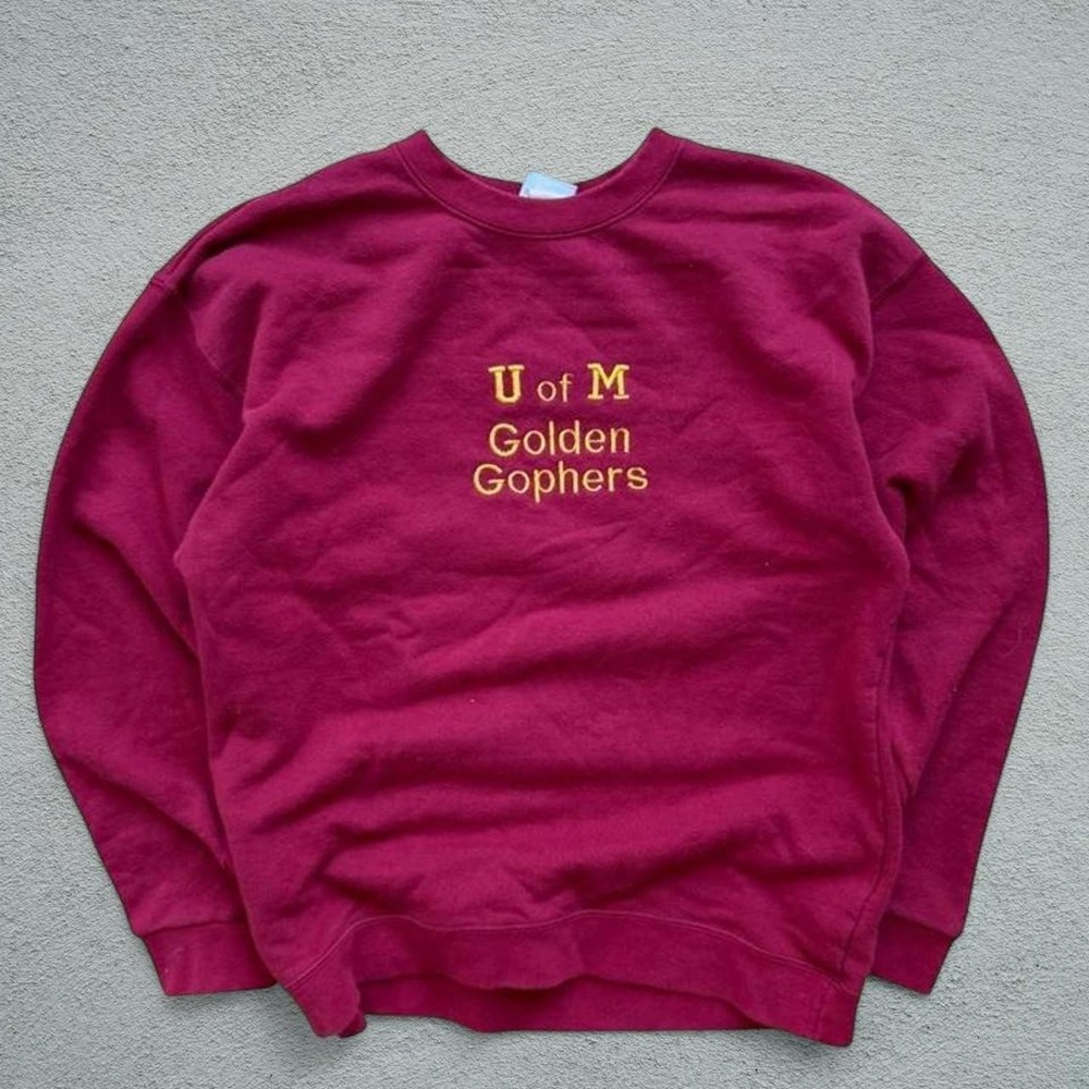 90s Hanes Minnesota Golden Gophers Crewneck Sweatshirt M Burgundy